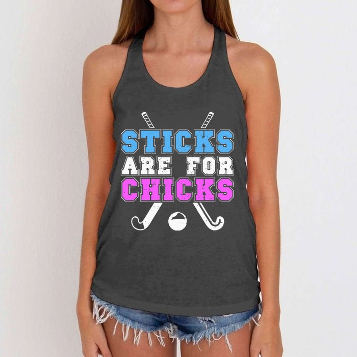 Sticks Are For Chicks Funny Field Hockey Player Women's Knotted Racerback Tank