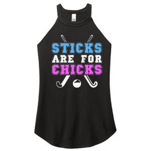 Sticks Are For Chicks Funny Field Hockey Player Women's Perfect Tri Rocker Tank