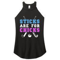 Sticks Are For Chicks Funny Field Hockey Player Women's Perfect Tri Rocker Tank