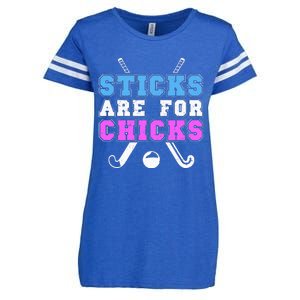 Sticks Are For Chicks Funny Field Hockey Player Enza Ladies Jersey Football T-Shirt