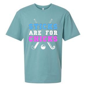 Sticks Are For Chicks Funny Field Hockey Player Sueded Cloud Jersey T-Shirt