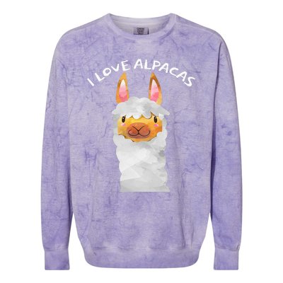 Smiling Alpaca Face I Love Alpacas Cute Colorblast Crewneck Sweatshirt