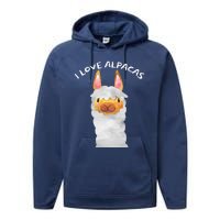 Smiling Alpaca Face I Love Alpacas Cute Performance Fleece Hoodie