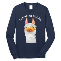 Smiling Alpaca Face I Love Alpacas Cute Long Sleeve Shirt