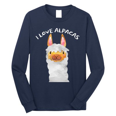 Smiling Alpaca Face I Love Alpacas Cute Long Sleeve Shirt