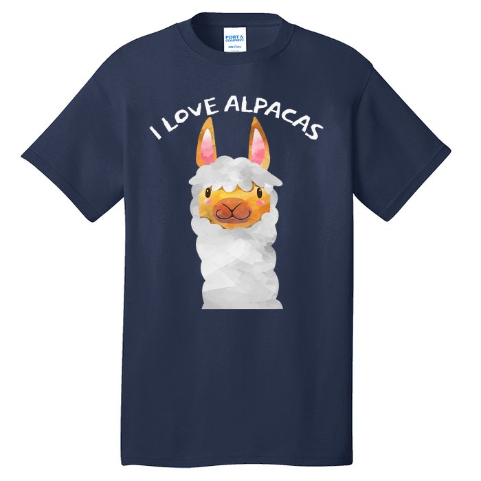 Smiling Alpaca Face I Love Alpacas Cute Tall T-Shirt