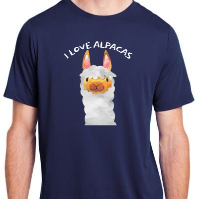 Smiling Alpaca Face I Love Alpacas Cute Adult ChromaSoft Performance T-Shirt