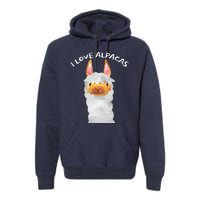 Smiling Alpaca Face I Love Alpacas Cute Premium Hoodie