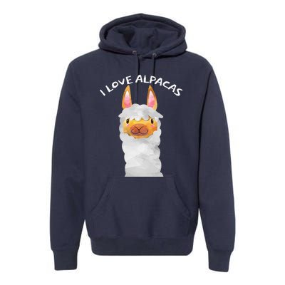 Smiling Alpaca Face I Love Alpacas Cute Premium Hoodie