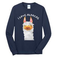 Smiling Alpaca Face I Love Alpacas Cute Tall Long Sleeve T-Shirt