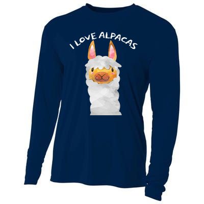 Smiling Alpaca Face I Love Alpacas Cute Cooling Performance Long Sleeve Crew