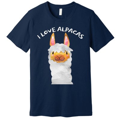 Smiling Alpaca Face I Love Alpacas Cute Premium T-Shirt