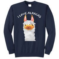 Smiling Alpaca Face I Love Alpacas Cute Tall Sweatshirt