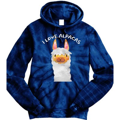 Smiling Alpaca Face I Love Alpacas Cute Tie Dye Hoodie