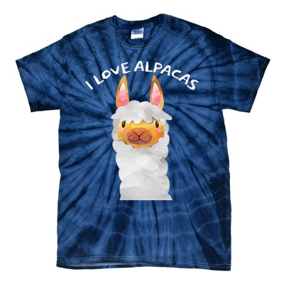 Smiling Alpaca Face I Love Alpacas Cute Tie-Dye T-Shirt