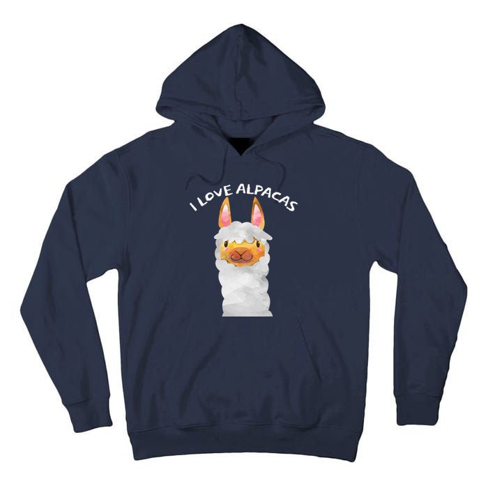 Smiling Alpaca Face I Love Alpacas Cute Tall Hoodie