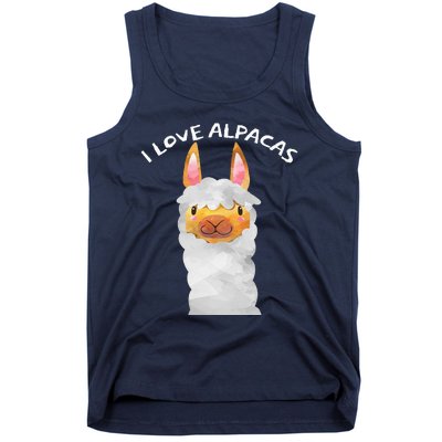 Smiling Alpaca Face I Love Alpacas Cute Tank Top