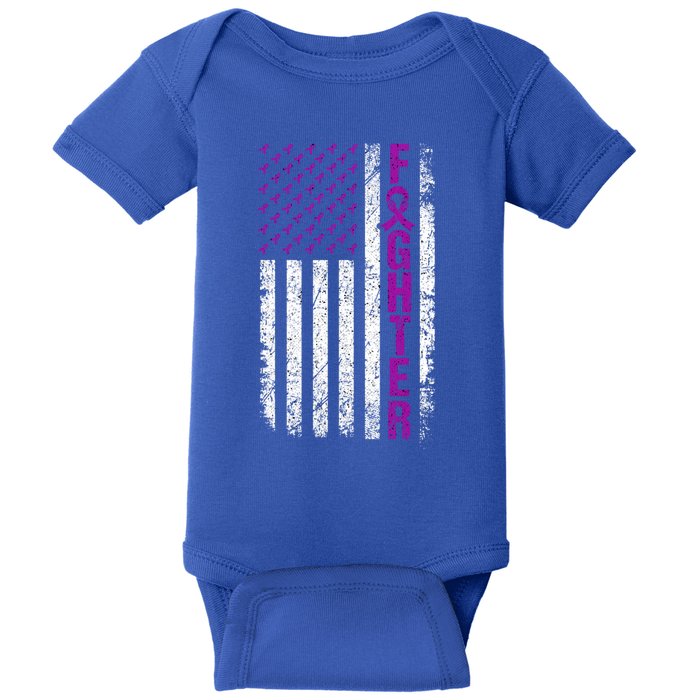 Sarcoidosis Awareness Fighter Flag Purple Ribbon Month Meaningful Gift Baby Bodysuit