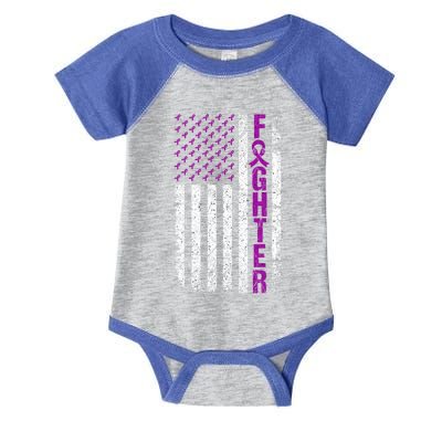 Sarcoidosis Awareness Fighter Flag Purple Ribbon Month Meaningful Gift Infant Baby Jersey Bodysuit