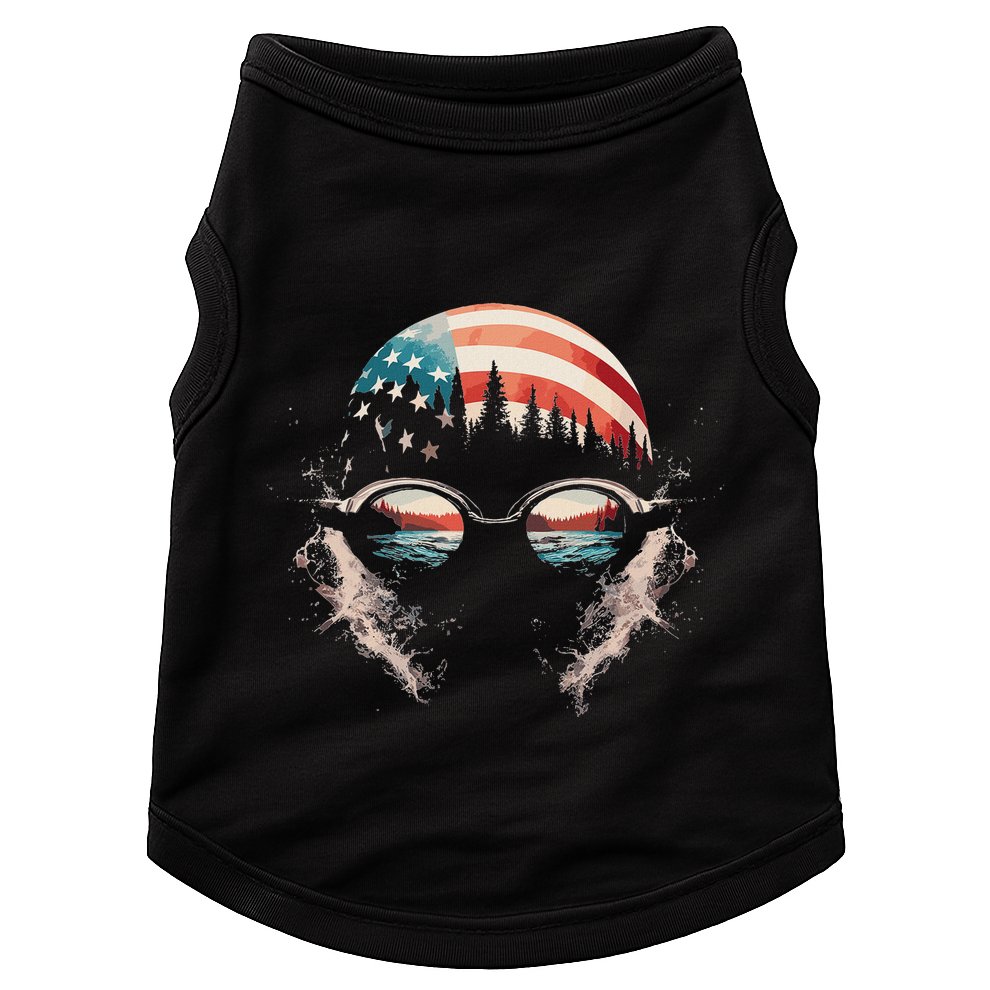 Swimmer American Flag Patriotic Usa Swim Team Swimming Doggie Tank