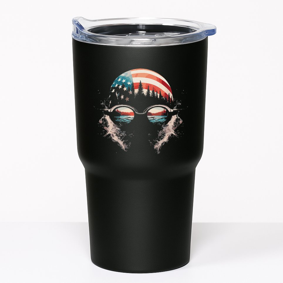 Swimmer American Flag Patriotic Usa Swim Team Swimming Tumbler