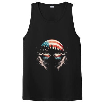 Swimmer American Flag Patriotic Usa Swim Team Swimming PosiCharge Competitor Tank