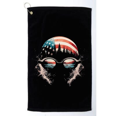 Swimmer American Flag Patriotic Usa Swim Team Swimming Golf Towel