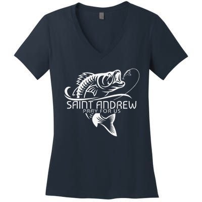 St Andrew Fishing Patron Saint Of Fisherman Catholic Saint Women's V-Neck T-Shirt