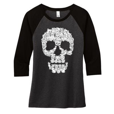 Skulls Are For Pussies Women's Tri-Blend 3/4-Sleeve Raglan Shirt