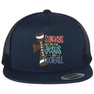 Sundays Are For Jesus And Football Funny Sport Flat Bill Trucker Hat