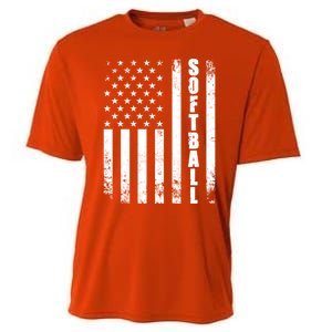 Softball American Flag Usa Sport Patriotic Softball Player Funny Gift Cooling Performance Crew T-Shirt