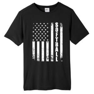 Softball American Flag Usa Sport Patriotic Softball Player Funny Gift Tall Fusion ChromaSoft Performance T-Shirt