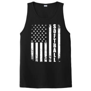 Softball American Flag Usa Sport Patriotic Softball Player Funny Gift PosiCharge Competitor Tank