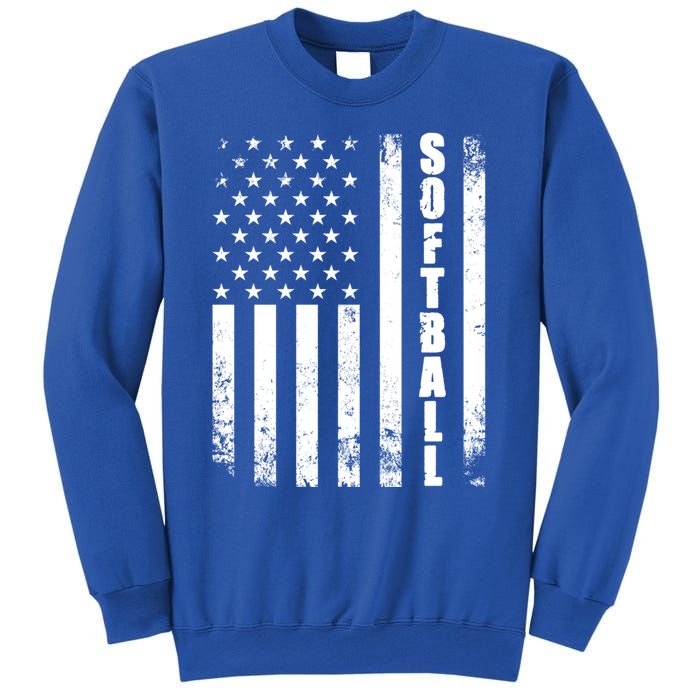 Softball American Flag Usa Sport Patriotic Softball Player Funny Gift Sweatshirt