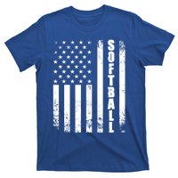 Softball American Flag Usa Sport Patriotic Softball Player Funny Gift T-Shirt