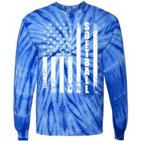 Softball American Flag Usa Sport Patriotic Softball Player Funny Gift Tie-Dye Long Sleeve Shirt