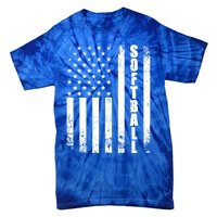 Softball American Flag Usa Sport Patriotic Softball Player Funny Gift Tie-Dye T-Shirt