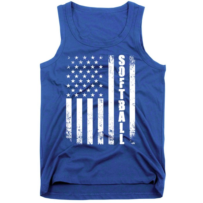 Softball American Flag Usa Sport Patriotic Softball Player Funny Gift Tank Top