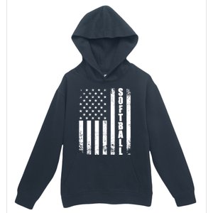 Softball American Flag Usa Sport Patriotic Softball Player Funny Gift Urban Pullover Hoodie