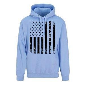 Softball American Flag Usa Sport Patriotic Softball Player Funny Gift Unisex Surf Hoodie