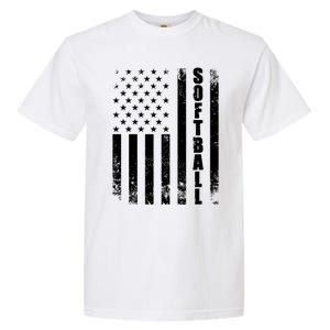 Softball American Flag Usa Sport Patriotic Softball Player Funny Gift Garment-Dyed Heavyweight T-Shirt