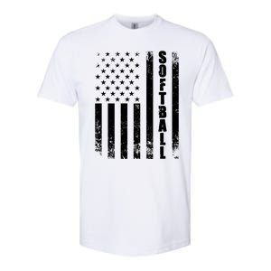 Softball American Flag Usa Sport Patriotic Softball Player Funny Gift Softstyle CVC T-Shirt