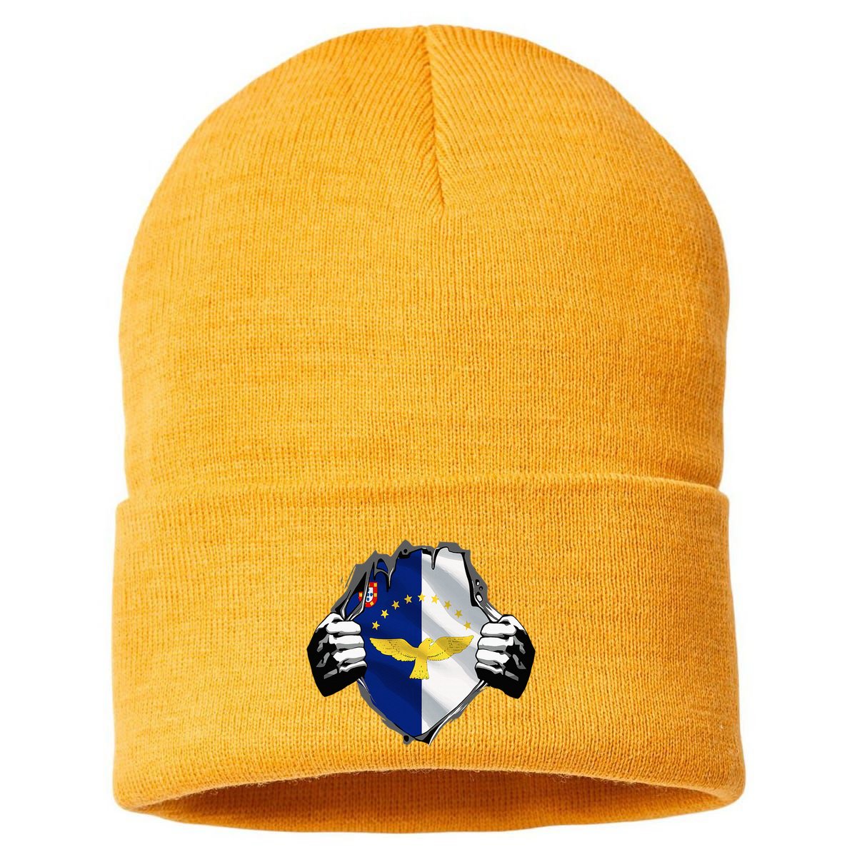 Super Azores Flag Patriotic Portugal Portuguese Roots Sustainable Knit Beanie