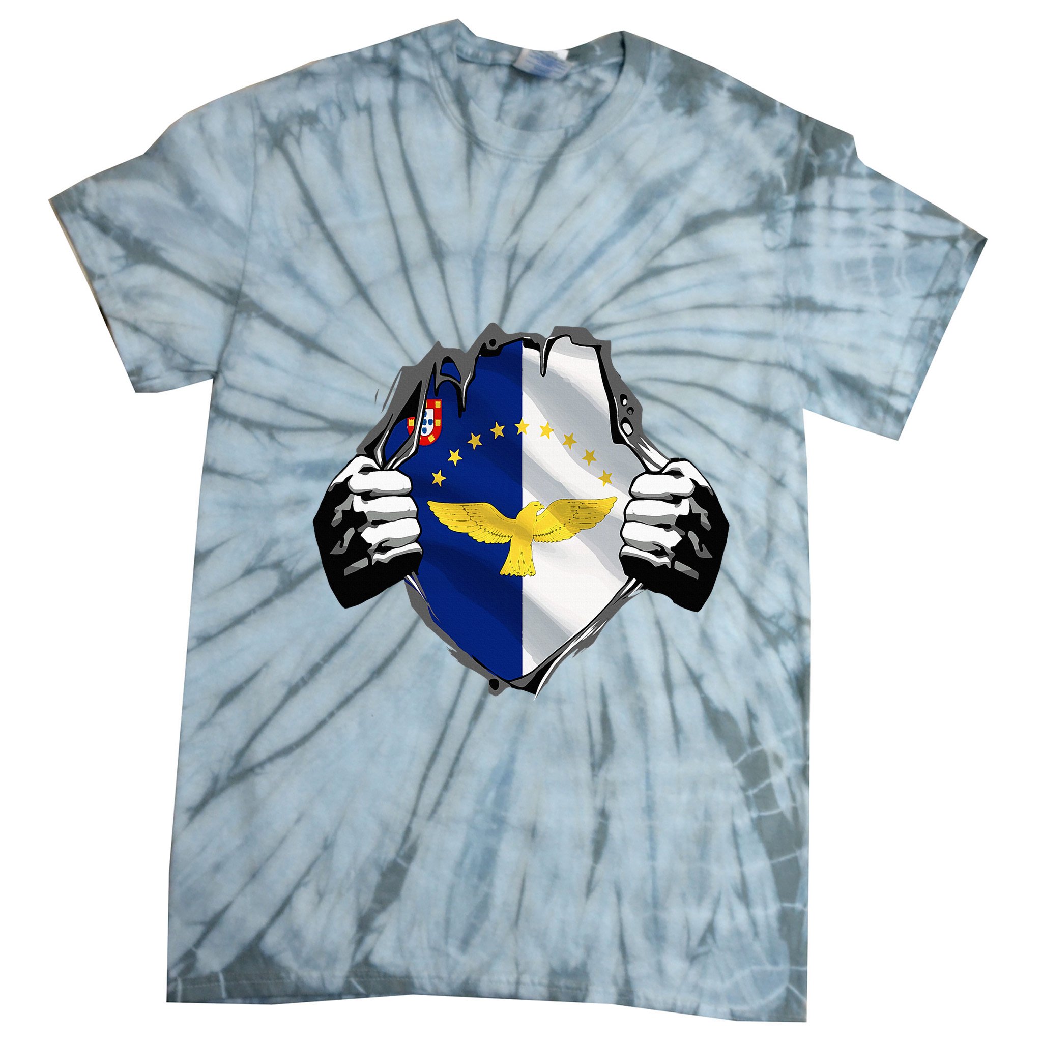 Super Azores Flag Patriotic Portugal Portuguese Roots Tie-Dye T-Shirt