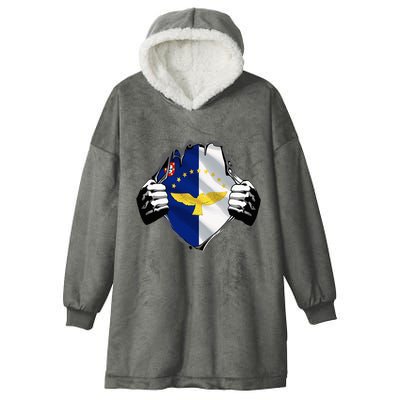 Super Azores Flag Patriotic Portugal Portuguese Roots Hooded Wearable Blanket