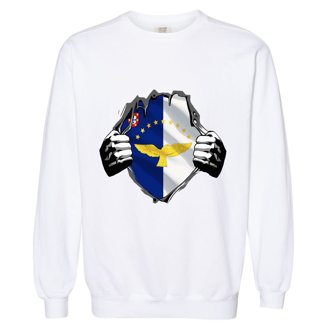 Super Azores Flag Patriotic Portugal Portuguese Roots Garment-Dyed Sweatshirt