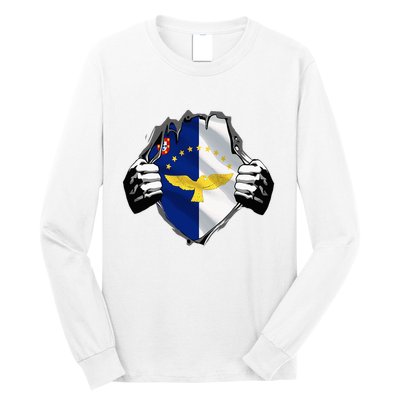 Super Azores Flag Patriotic Portugal Portuguese Roots Long Sleeve Shirt