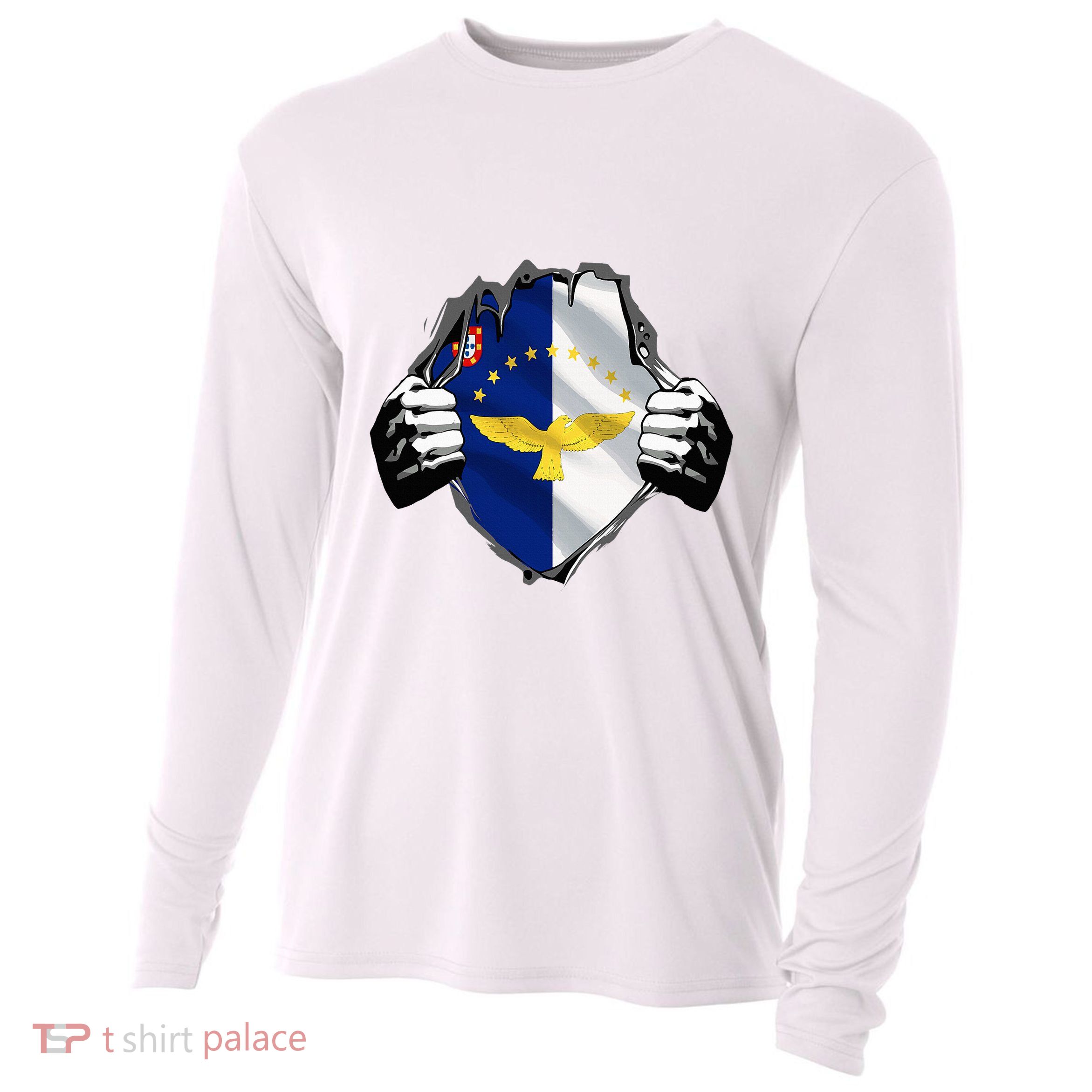 Super Azores Flag Patriotic Portugal Portuguese Roots Cooling Performance Long Sleeve Crew