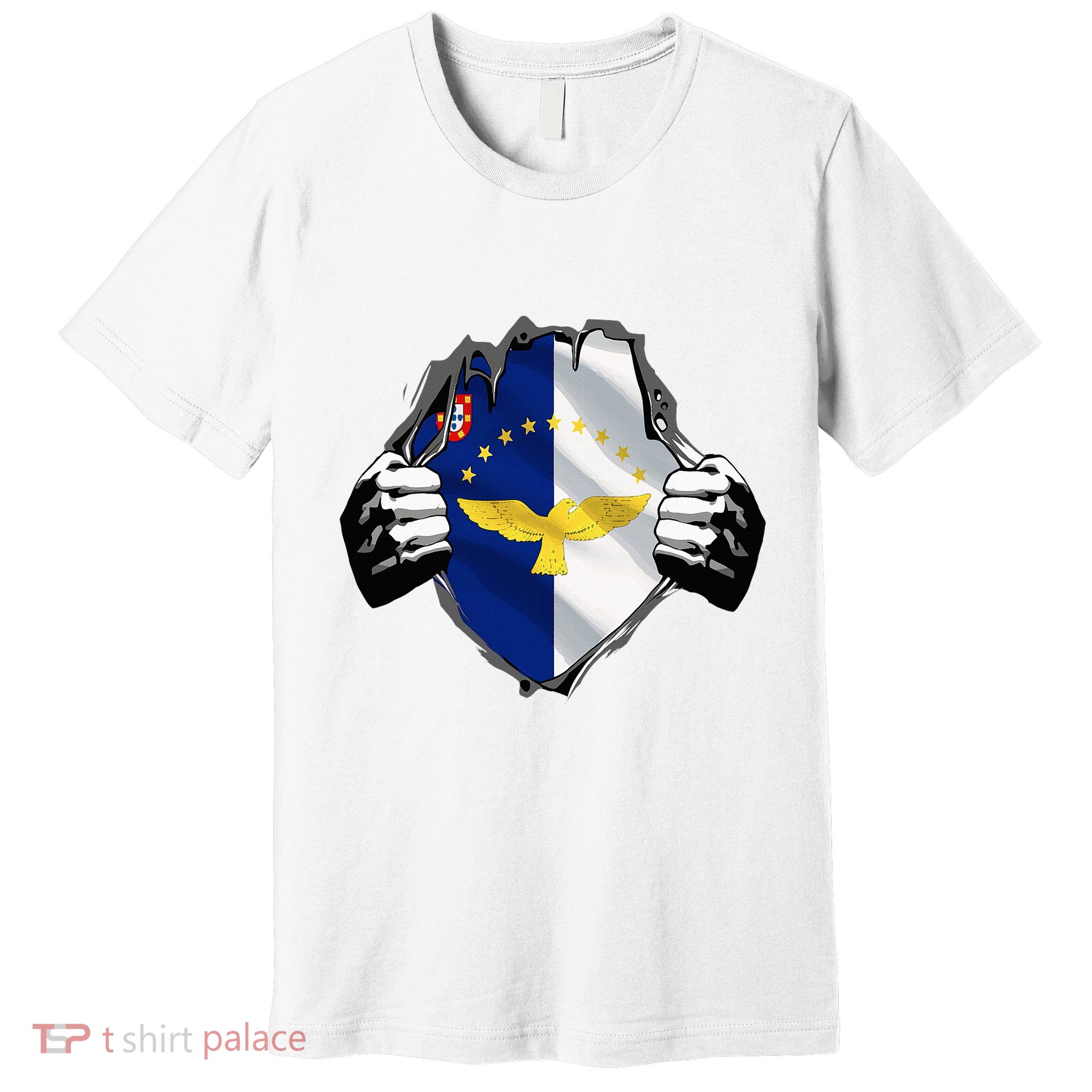 Super Azores Flag Patriotic Portugal Portuguese Roots Premium T-Shirt