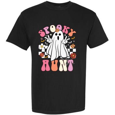 Spooky Aunt Floral Ghost Hippie Halloween Spooky Family Garment-Dyed Heavyweight T-Shirt